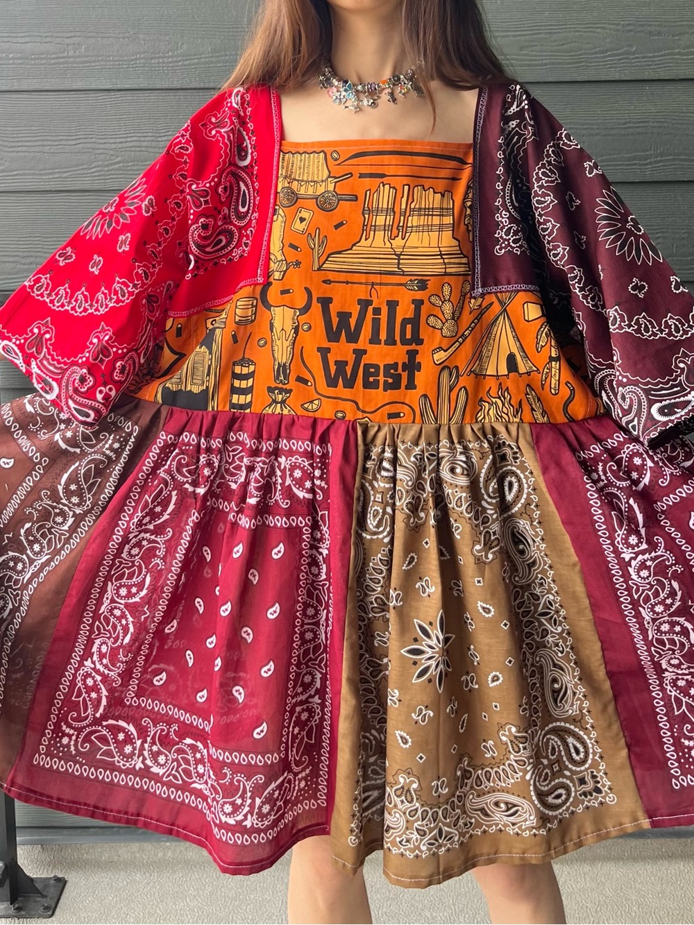 Wild West | Handmade Bandana Dress Western Cowgirl SKU 07234